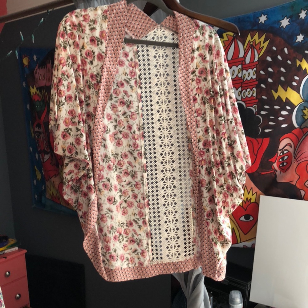 Pink floral kimono